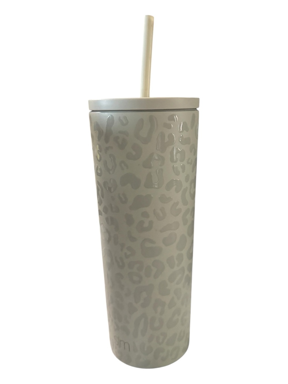 Target Cream Leopard-Pattern Travel Tumbler with Straw